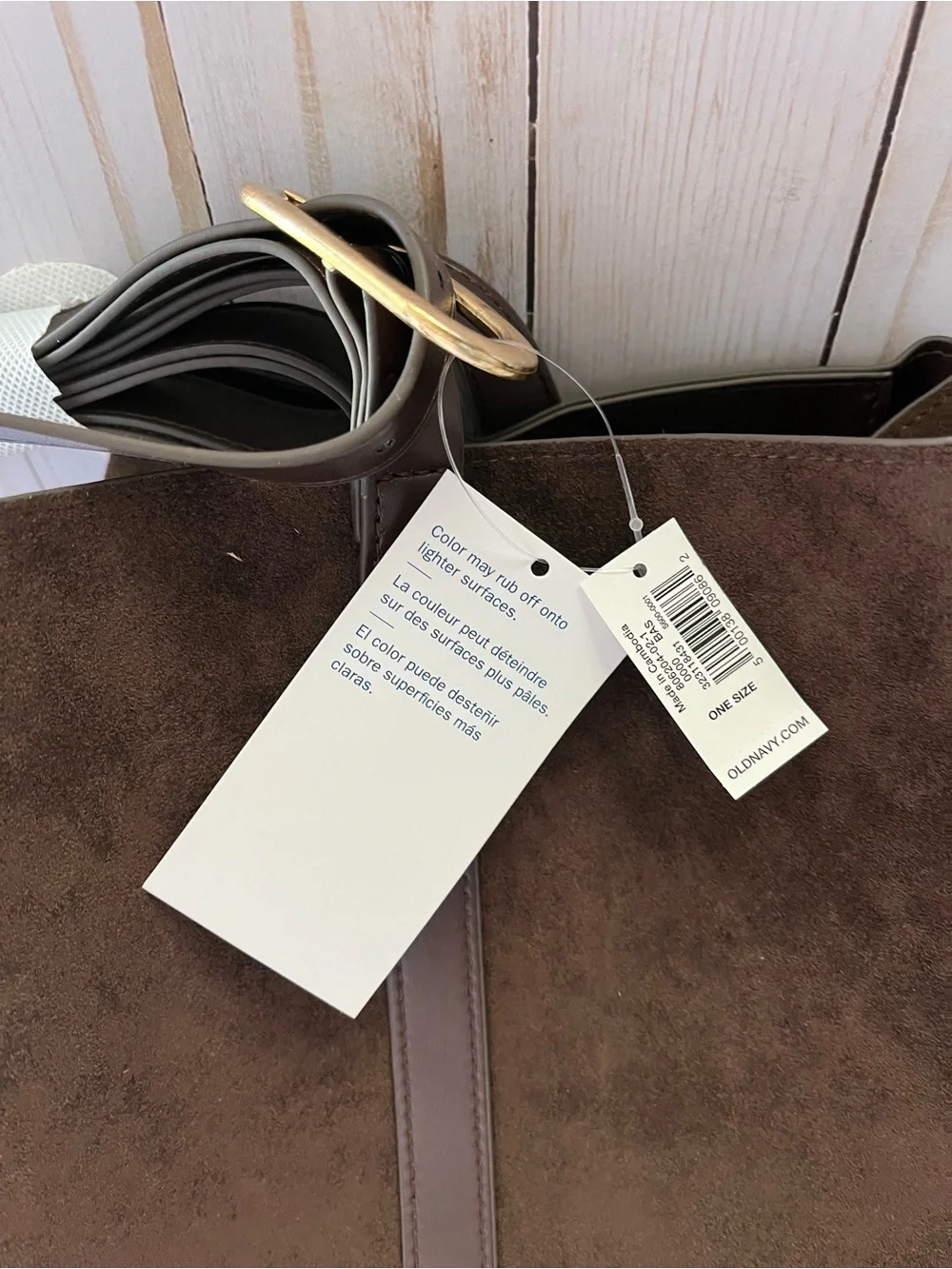 Old Navy Dark Brown Faux-Suede Tote with Adjustable Strap